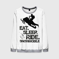 Свитшот мужской EAT SLEEP RIDE SNOWMOBILE, цвет: 3D-меланж