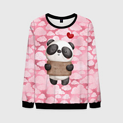 Свитшот мужской Панда с сердечком love, цвет: 3D-черный