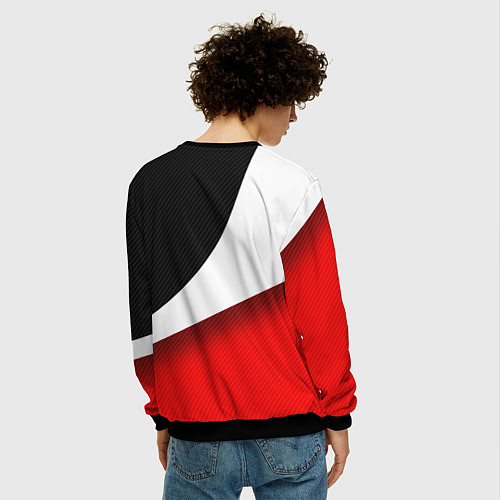 Мужской свитшот MERCEDES BENZ КАРБОН И КРАСНАЯ ВОЛНА / 3D-Черный – фото 4