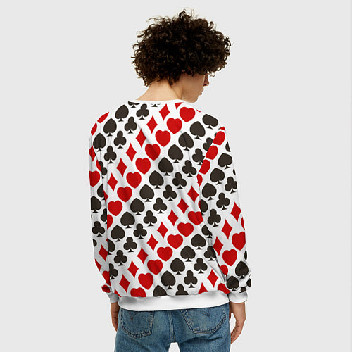 Мужской свитшот Карточные Масти Card Suits / 3D-Белый – фото 4