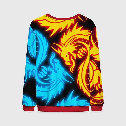 Мужской свитшот НЕОНОВЫЕ ДРАКОНЫ NEON DRAGONS / 3D-Красный – фото 2