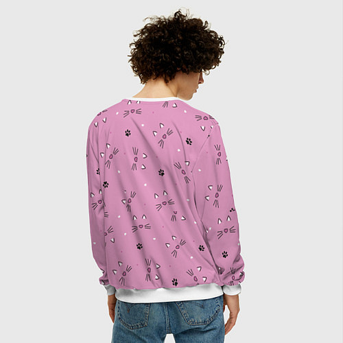 Мужской свитшот Мир мурчащих котов / 3D-Белый – фото 4