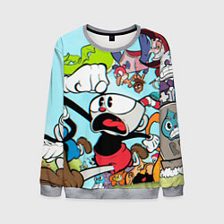 Свитшот мужской Побег От Боссов Магман Cuphead, цвет: 3D-меланж