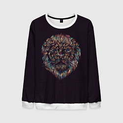 Свитшот мужской Красочный неоновый лев, цвет: 3D-белый