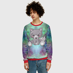 Свитшот мужской Маленький серый волк, цвет: 3D-красный — фото 2