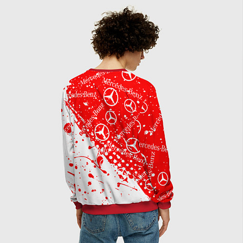 Мужской свитшот Mercedes Паттерн Брызги красок / 3D-Красный – фото 4