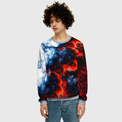 Свитшот мужской 3D ЯДЕРНЫЙ КОСМИЧЕСКИЙ ВЗРЫВ ОГОНЬ, цвет: 3D-меланж — фото 2