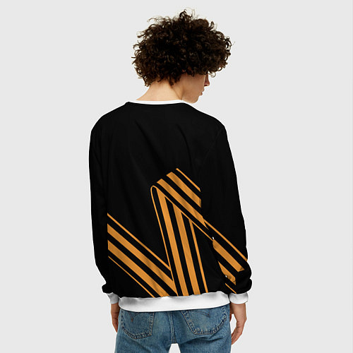 Мужской свитшот Герб России - георгиевская лента / 3D-Белый – фото 4