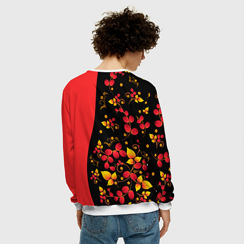 Мужской свитшот Хохлома Русская роспись / 3D-Белый – фото 4