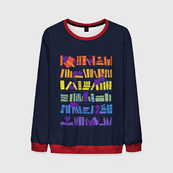 Свитшот мужской Коты и книги, цвет: 3D-красный