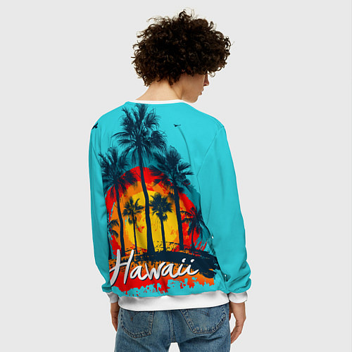 Мужской свитшот Hawaii Солнце, Пальмы / 3D-Белый – фото 4
