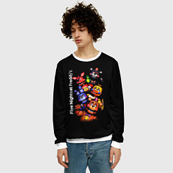 Свитшот мужской Five Nights at Freddys - FNAF - персонажи игры, цвет: 3D-белый — фото 2