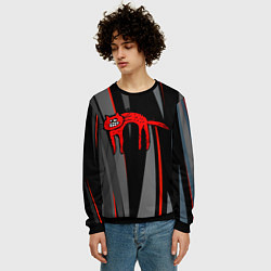 Свитшот мужской Прикольный красный кот, цвет: 3D-черный — фото 2