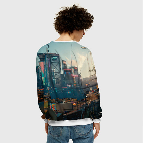 Мужской свитшот Panam Cyberpunk2077 18 / 3D-Белый – фото 4