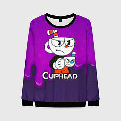Свитшот мужской Недовольная чашечка cuphead, цвет: 3D-черный