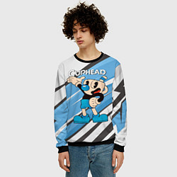 Свитшот мужской Cuphead синяя чашечка, цвет: 3D-черный — фото 2