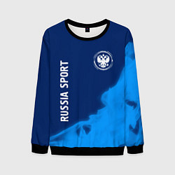 Свитшот мужской РОССИЯ - ГЕРБ Russia Sport Пламя, цвет: 3D-черный