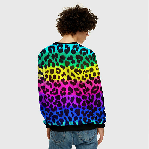 Мужской свитшот Leopard Pattern Neon / 3D-Черный – фото 4