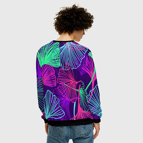 Мужской свитшот Neon color pattern Fashion 2023 / 3D-Черный – фото 4