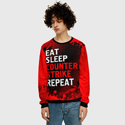 Свитшот мужской Eat Sleep Counter Strike Repeat Брызги, цвет: 3D-черный — фото 2