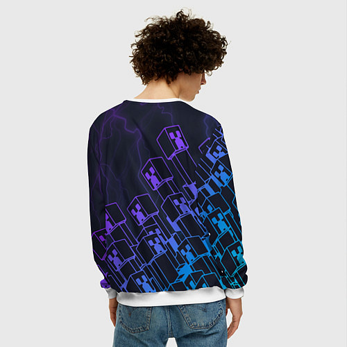 Мужской свитшот Minecraft CREEPER NEON / 3D-Белый – фото 4