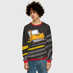 Свитшот мужской Котик лежит на ноутбуке, цвет: 3D-красный — фото 2