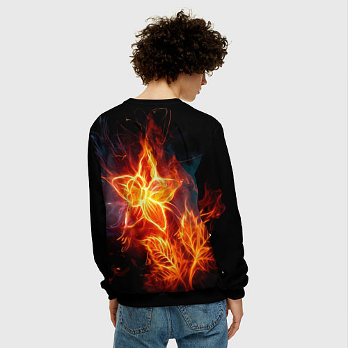 Мужской свитшот Flower Neon Fashion 2035 Flame / 3D-Черный – фото 4