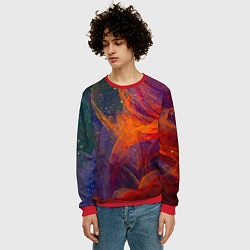 Свитшот мужской Разноцветный абстрактный дым, цвет: 3D-красный — фото 2