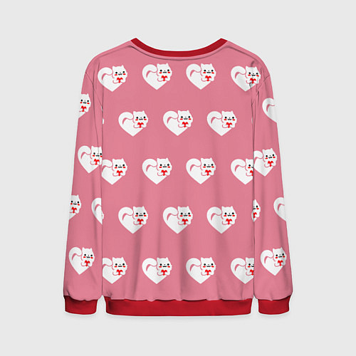 Мужской свитшот Орнамент сердце кот / 3D-Красный – фото 2
