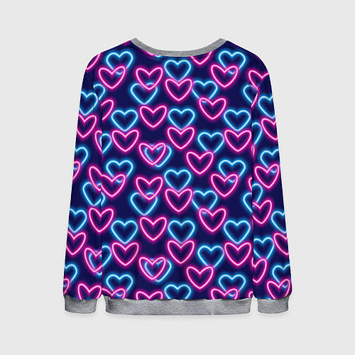 Мужской свитшот Неоновые сердца, паттерн / 3D-Меланж – фото 2