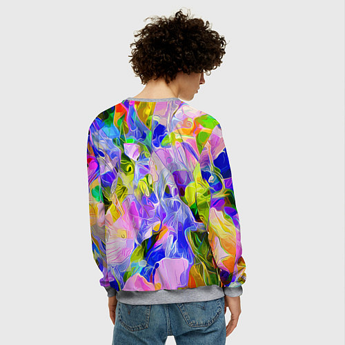 Мужской свитшот Красочный цветочный узор Весна - Лето 2023 Colorfu / 3D-Меланж – фото 4