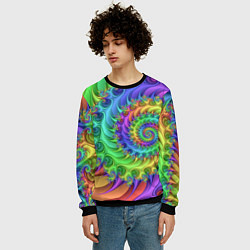 Свитшот мужской Красочная фрактальная спираль Узор Colorful fracta, цвет: 3D-черный — фото 2