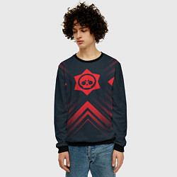 Свитшот мужской Красный Символ Brawl Stars на темном фоне со стрел, цвет: 3D-черный — фото 2