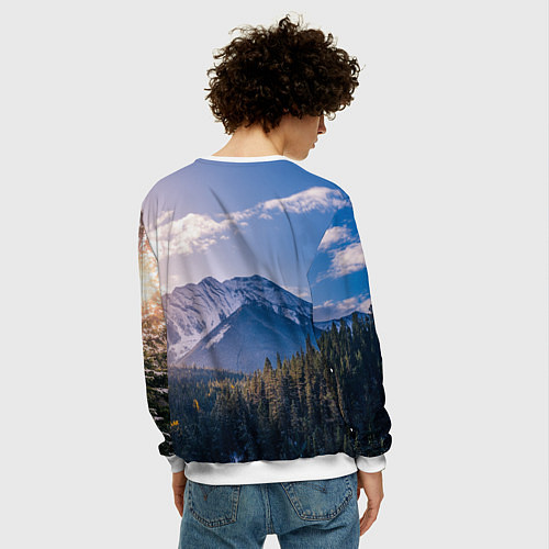 Мужской свитшот Горы Лес Солнце / 3D-Белый – фото 4