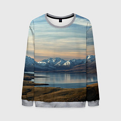 Свитшот мужской Горы озеро природа, цвет: 3D-меланж
