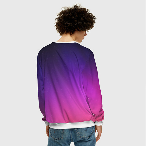 Мужской свитшот Розовофиолетовый градиент / 3D-Белый – фото 4