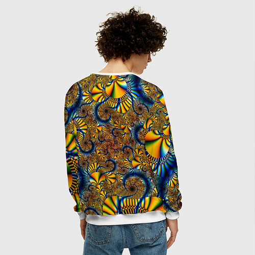 Мужской свитшот FRACTAL COLOR PATTERN / 3D-Белый – фото 4