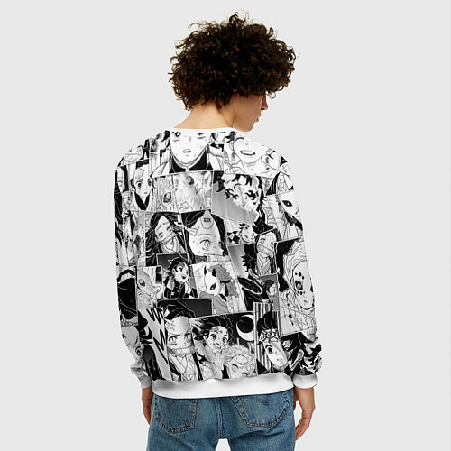 Мужской свитшот Клинок рассекающий демонов паттерн / 3D-Белый – фото 4