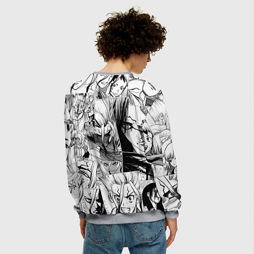 Мужской свитшот Доктор Стоун паттерн / 3D-Меланж – фото 4