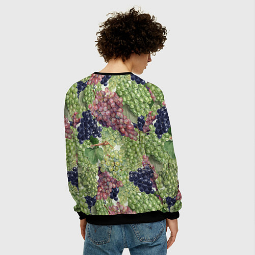 Мужской свитшот Кисти Винограда / 3D-Черный – фото 4