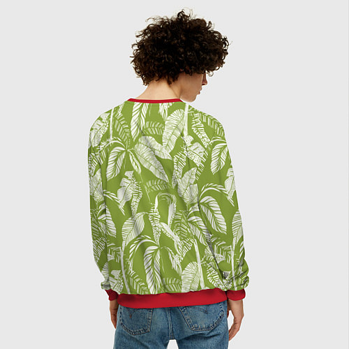 Мужской свитшот Зелёные Тропики Лета / 3D-Красный – фото 4
