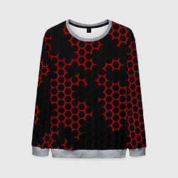 Свитшот мужской НАНОКОСТЮМ Black and Red Hexagon Гексагоны, цвет: 3D-меланж