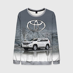 Свитшот мужской Toyota Land Cruiser на фоне скалы, цвет: 3D-меланж
