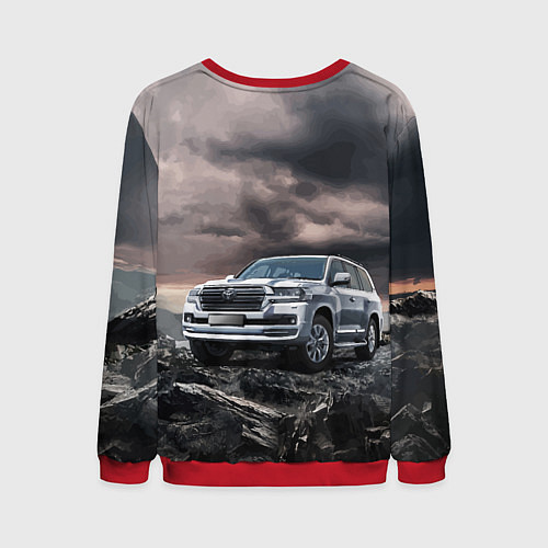 Мужской свитшот Toyota Land Cruiser 200 среди скал / 3D-Красный – фото 2