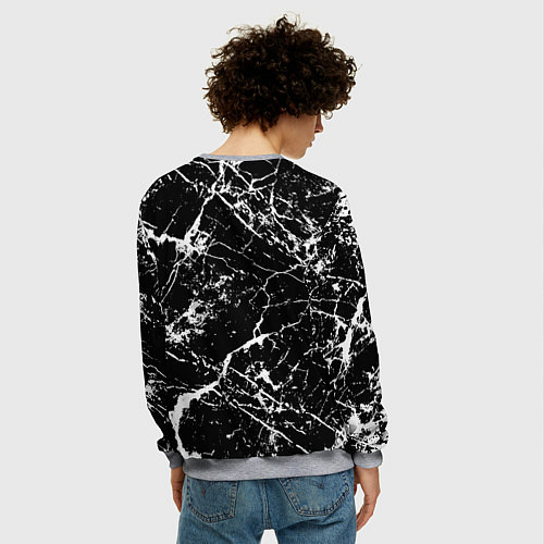 Мужской свитшот Текстура чёрного мрамора Texture of black marble / 3D-Меланж – фото 4