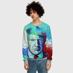 Свитшот мужской Дональд Трамп арт, цвет: 3D-меланж — фото 2