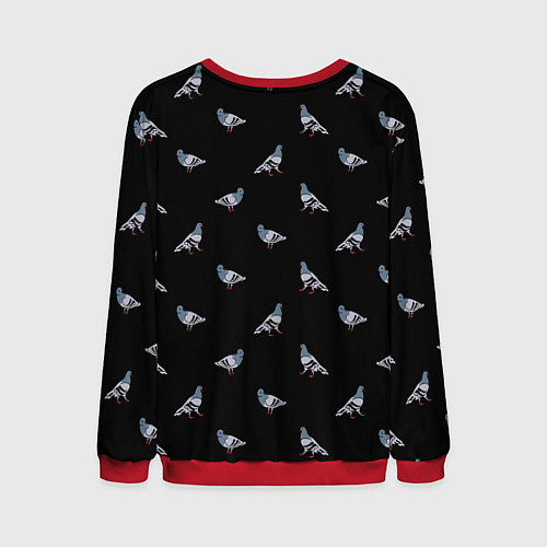 Мужской свитшот Голуби на черном паттерн / 3D-Красный – фото 2