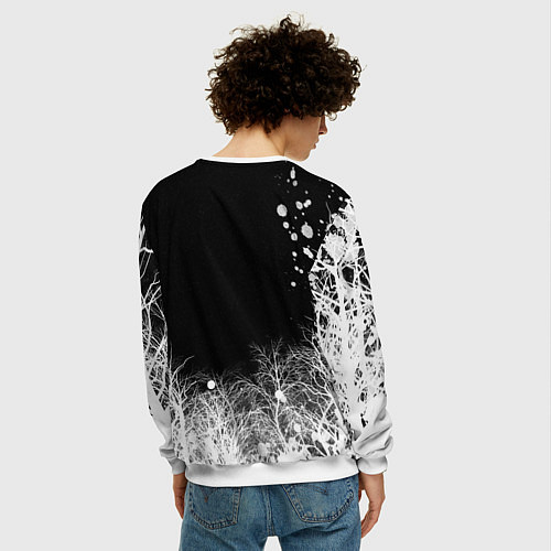 Мужской свитшот Белый Неон над лесом White Neon / 3D-Белый – фото 4