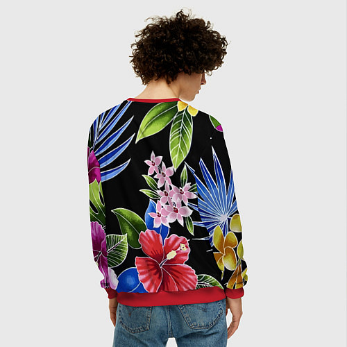 Мужской свитшот Floral vanguard composition Летняя ночь Fashion tr / 3D-Красный – фото 4