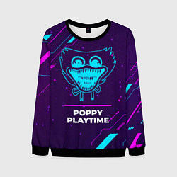 Свитшот мужской Символ Poppy Playtime в неоновых цветах на темном, цвет: 3D-черный